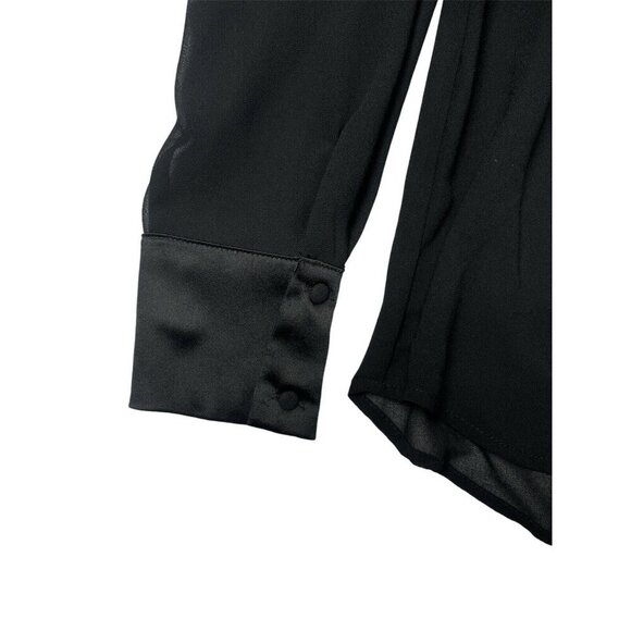 Dynamite Sheer Button Up Blouse Tuxedo Style Black Size XXS - Picture 8 of 11